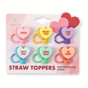 Manna nwt Set of 6 "I'm Taken" Straw Toppers sweetheart heart